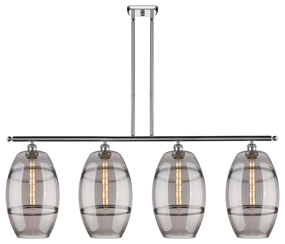 Ballston-Vaz 4-Light 49" Stem Island Light, Polished Chrome, Light Smoke