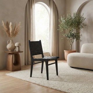 Dede Dining Chair, Leather, Black