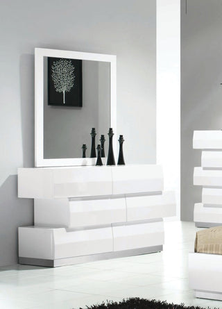 Spain Modern White Zigzag 6-Drawer Bedroom Dresser