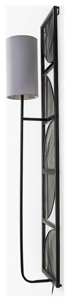 Navin Black Metal Frame With White Shade Rectangular Wall Sconce, 47" x 10"