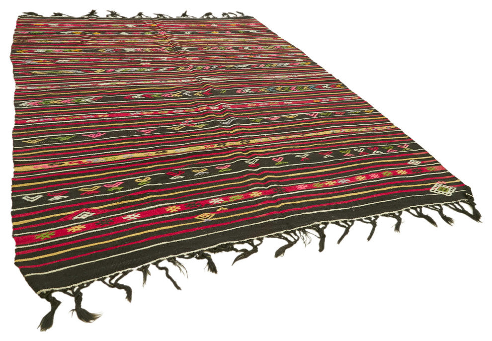 Rug N Carpet - Handmade Turkish 7' 9'' x 11' 1'' Vintage Goat Hair Kilim Rug