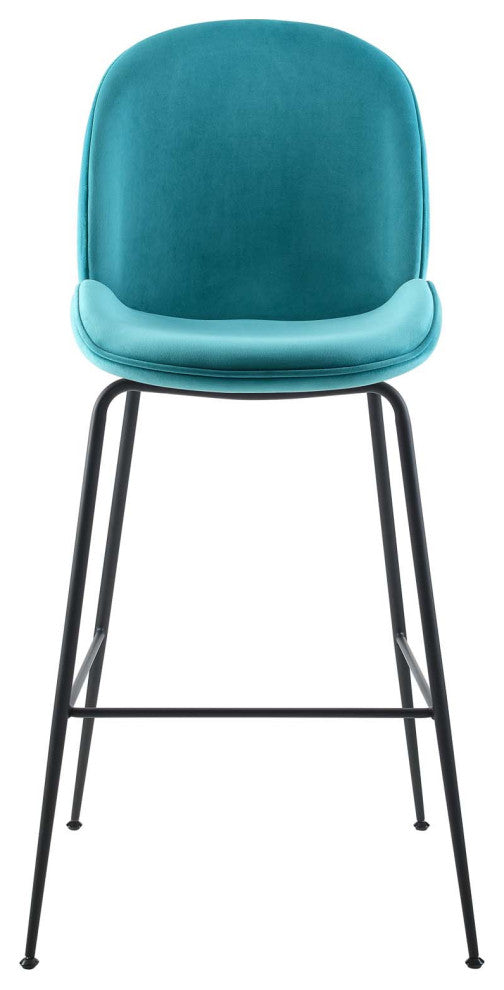 Bar Stool Chair Barstool, Velvet, Metal, Blue, Modern, Bar Pub Bistro Restaurant