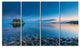 Green Isle at Stony Coast, Large Seashore Canvas Wall Art, 48"x28", 4 Panels