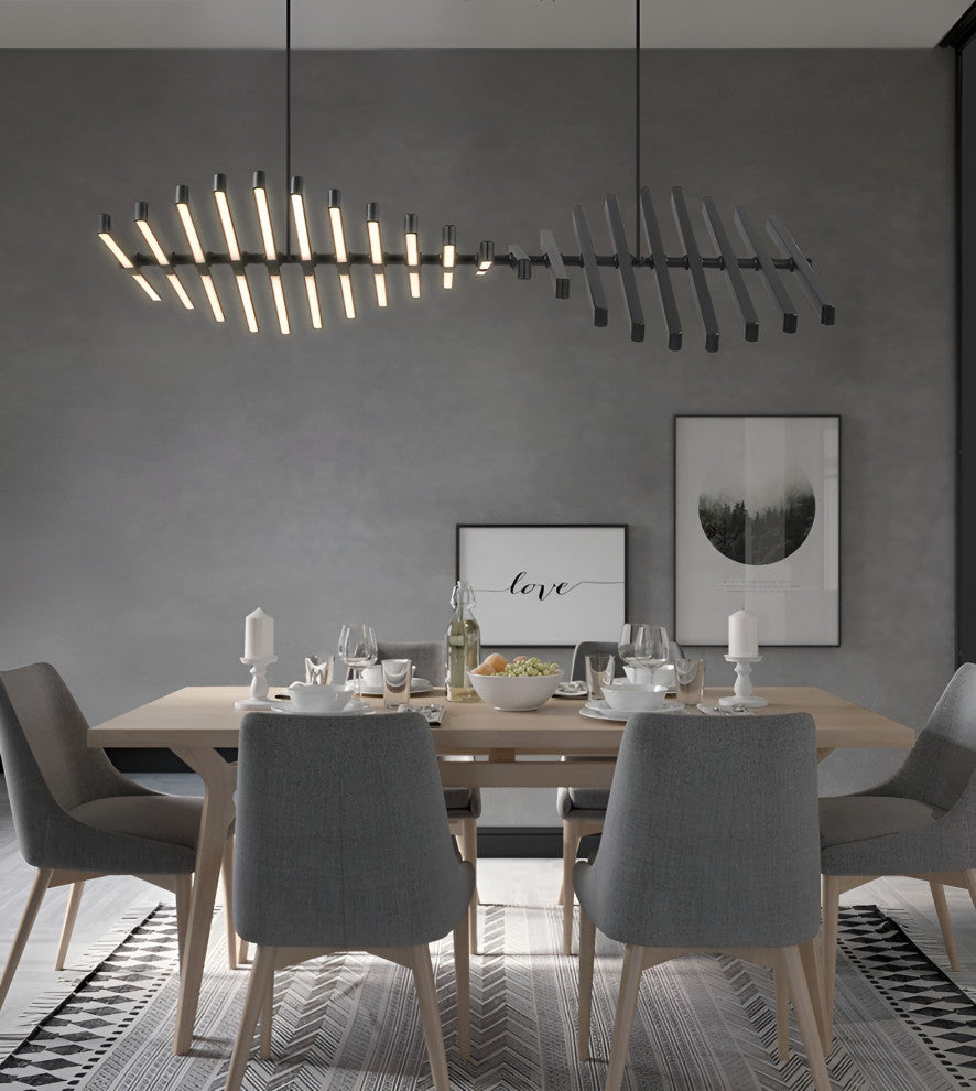 Acquaformosa | Black/White Art Minimalistic LED Pendant Chandelier, Black, L18.9, Warm Light