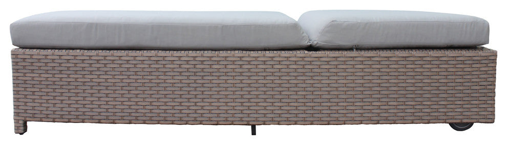 Florence Wheeled Chaise Outdoor Wicker Patio Furniture and Side Table in Ash