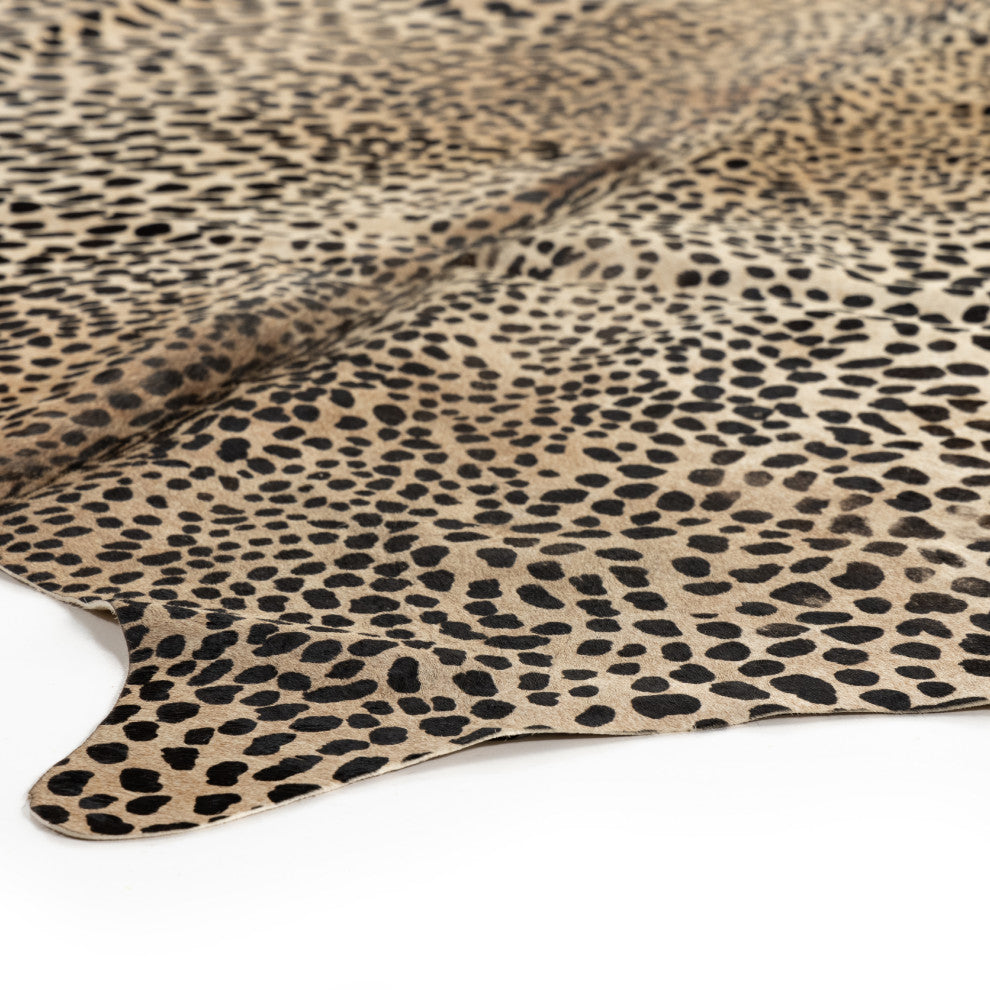 Leopard Printed Hide Rug-Brown and Black