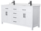 Beckett 66" White Double Vanity, White Cultured Marble Top, Black Trim