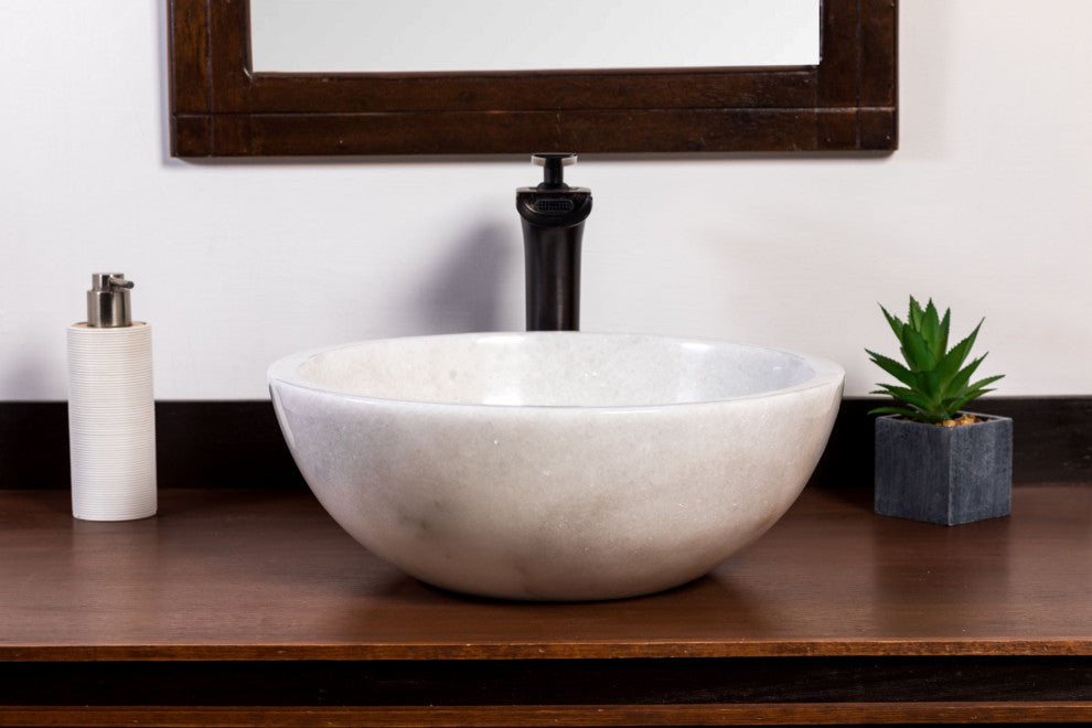 Natural Stone Vessel Bathroom Sink, Isidro Marble