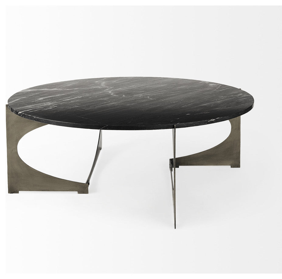Contemporary Black Marble Coffee Table