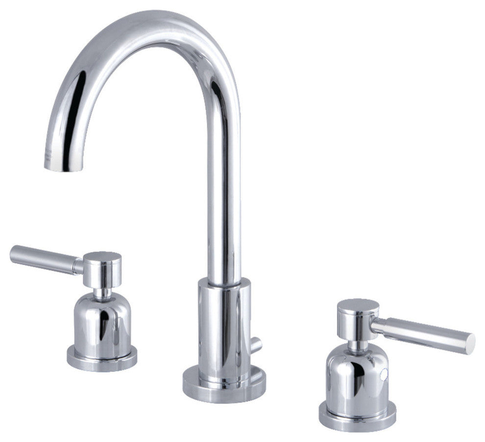 Fauceture Widespread Bathroom Faucet With Brass Pop-Up, Polished Chrome