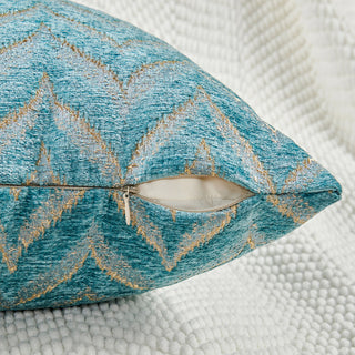Jacquard Chenille Pillow Covers, 2-Piece Set, Turquoise, 14"x26"