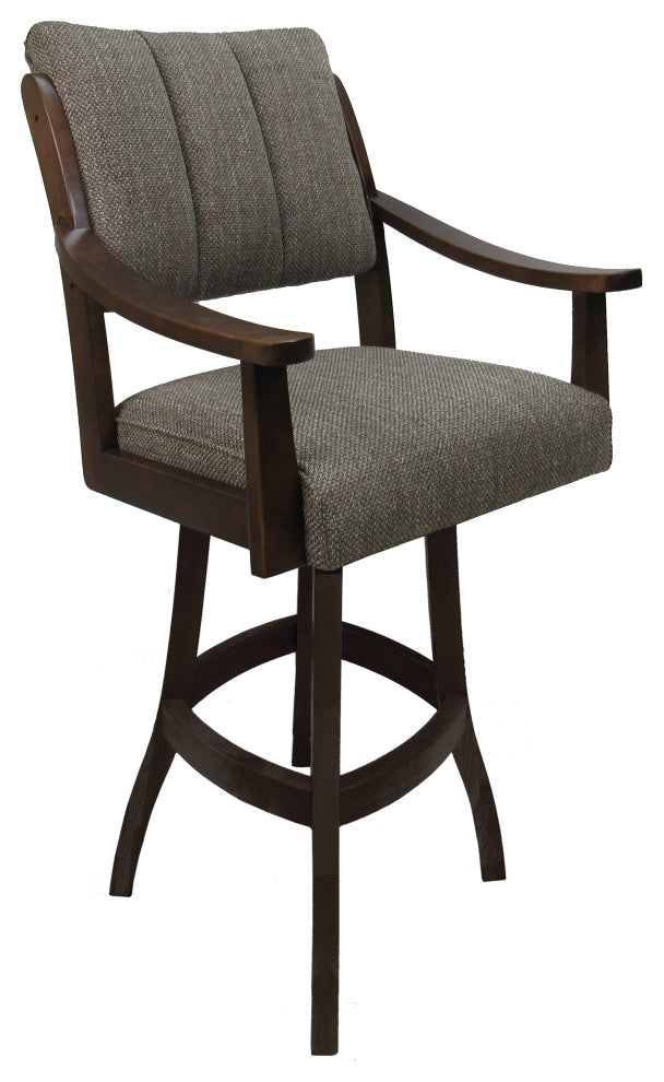 Swivel Counter Wood Bar Stool Casa on S-Base, Plumley Cocoa, Brown Honey, 34"