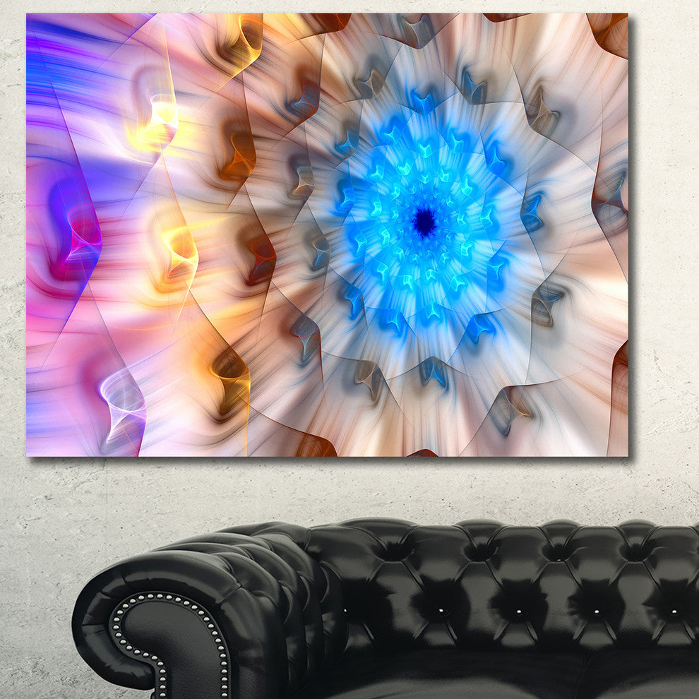 Blue Fractal Petals Dandelion, Floral Canvas Art Print, 40"x30"
