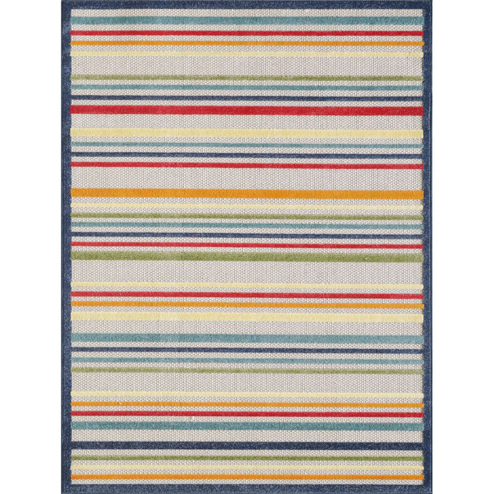 KAS Calla 6927 Ivory/Multi Stripes Area Rug, 6'7" x 9'