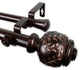Frond 1" Double Curtain Rod, Black, Bronze, 66"-120"