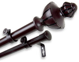 Jacob 1" Double Curtain Rod, Mahogany, 28-48"