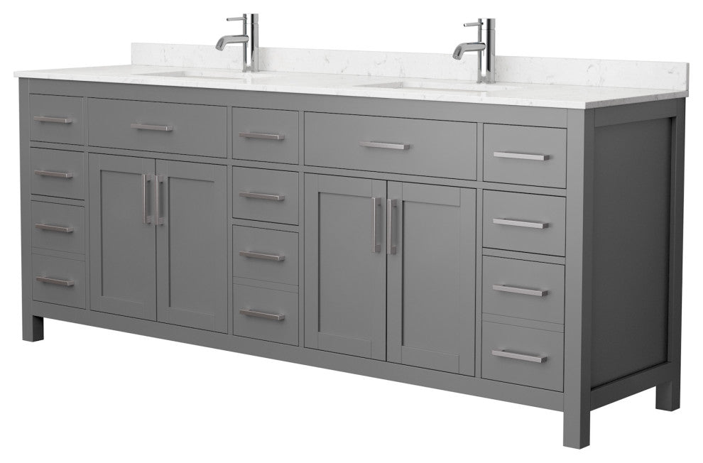 Beckett 84" Dark Gray Double Vanity, Carrara Cultured Marble Top