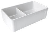 LaToscana Double-Bowl Reversible Fireclay Sink, White, 33"