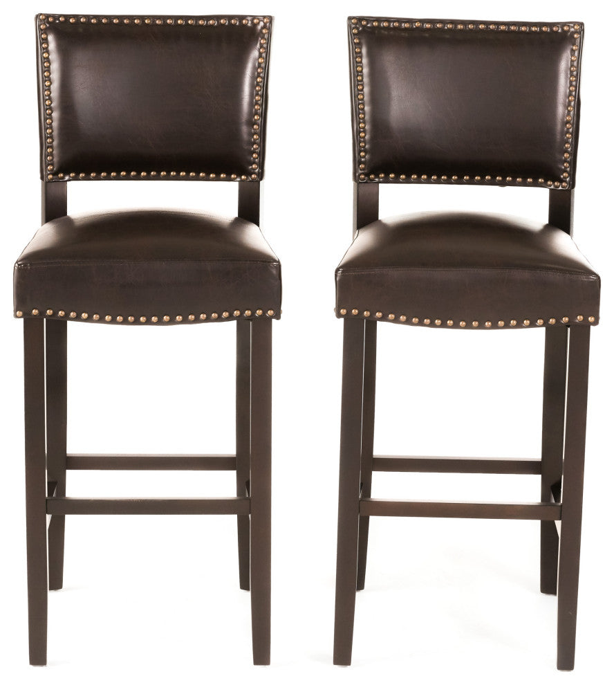 William Contemporary Bonded Leather Barstools, Set of 2