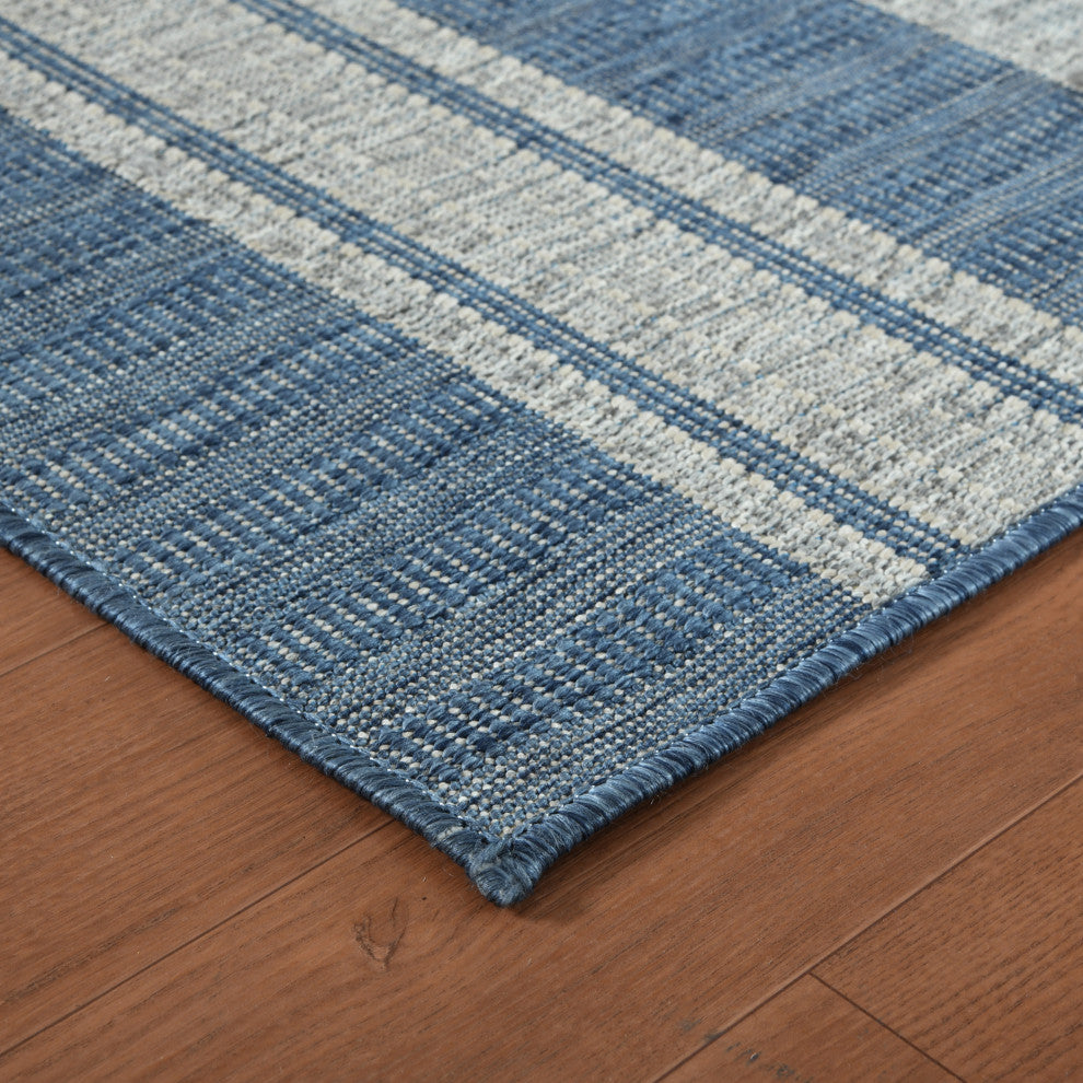 Maryland Blessy Indoor/Outdoor Area Rug, Blue, 4' x 6', Striped