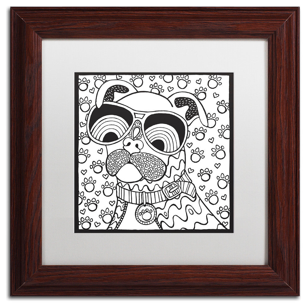Hello Angel ''Cool Pooch'' Art, Wood Frame, White Mat, 11x11