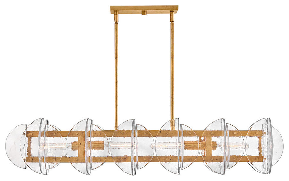 Fredrick Ramond Seraphina Medium Four Light Linear, Distressed Brass