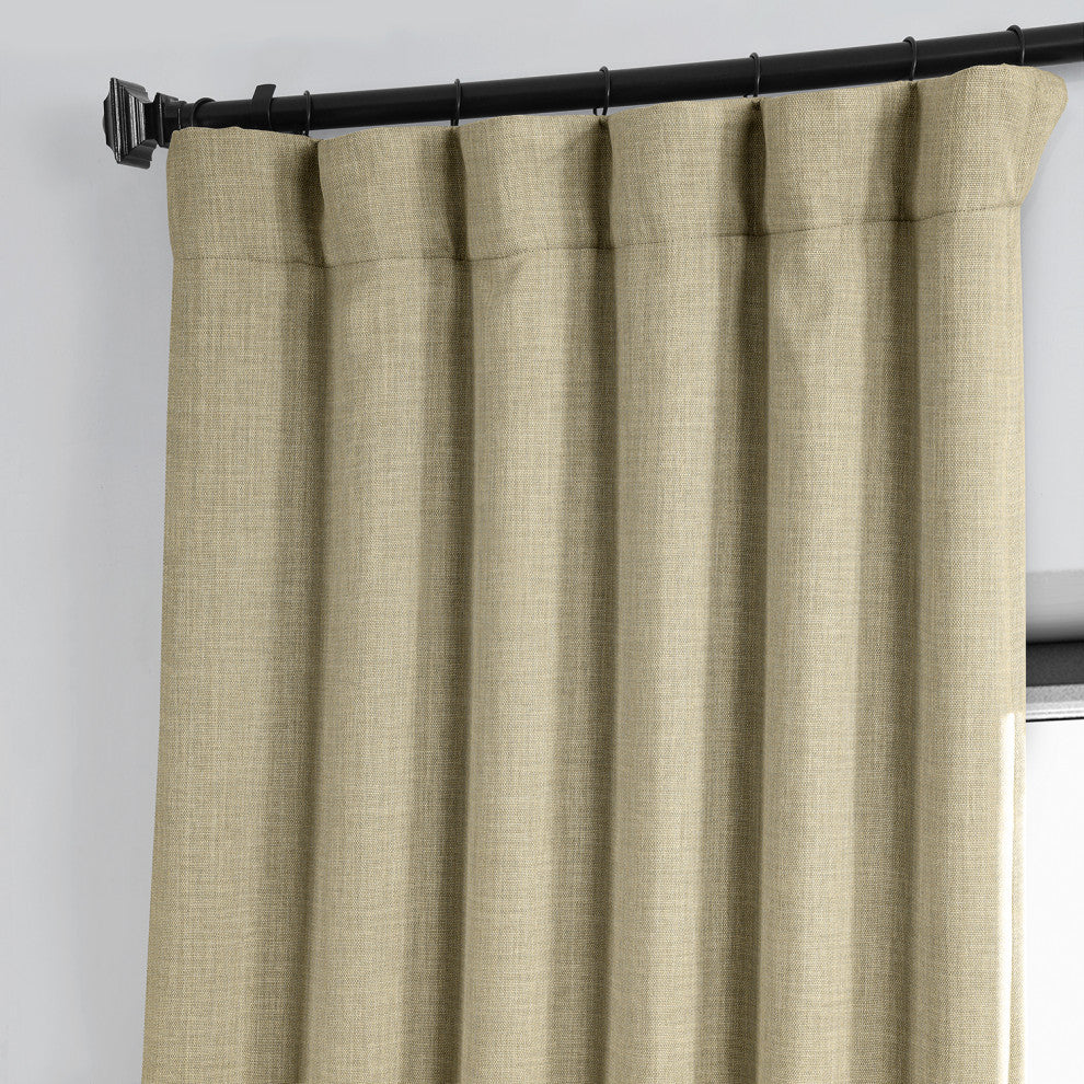 Faux Linen Darkening Curtain Single Panel, Thatched Tan, 50"x120"