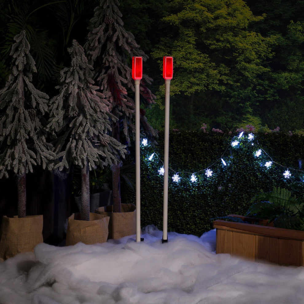 43"H Driveway Markers with Solar-Powered Red LED Lights - Set of 2