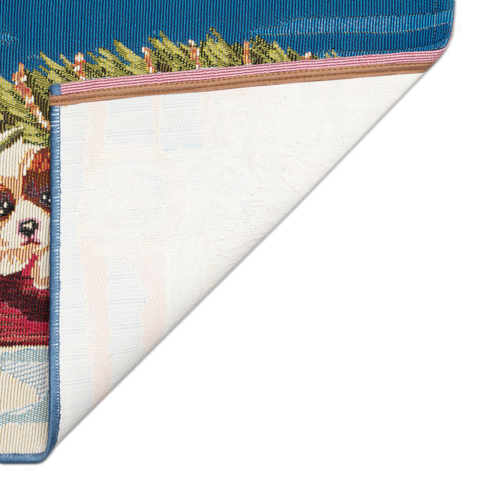 Esencia Wagon Wonderland Indoor/Outdoor Mat Blue 2'5"x3'11"