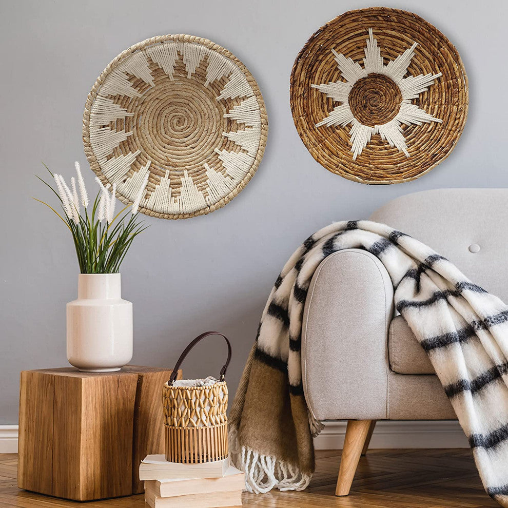 Boho Banana Leaf Wall Baskets, Set of 2
