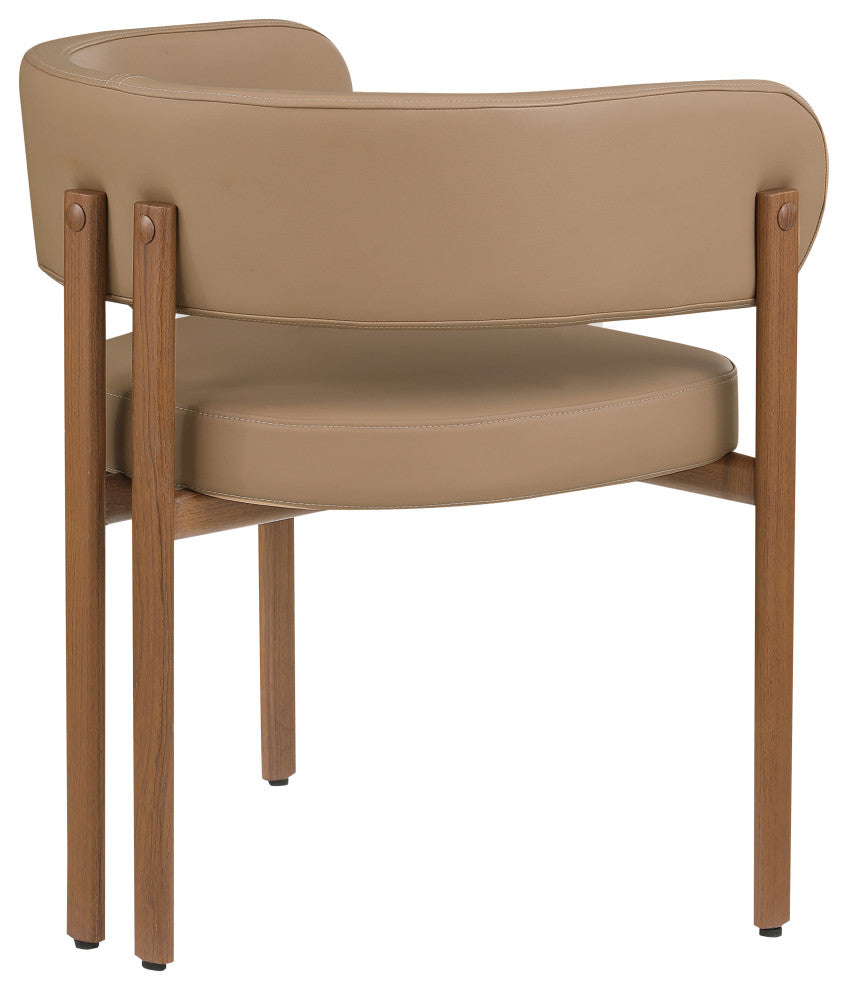 Gideon Black Faux Leather Dining Chair (Set of 2), Tan, Walnut Finish