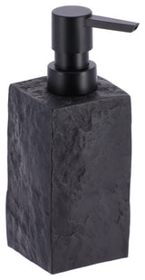 Modern Square Resin Soap & Lotion Dispenser - 9 fl oz, Stone Effect Design, Black