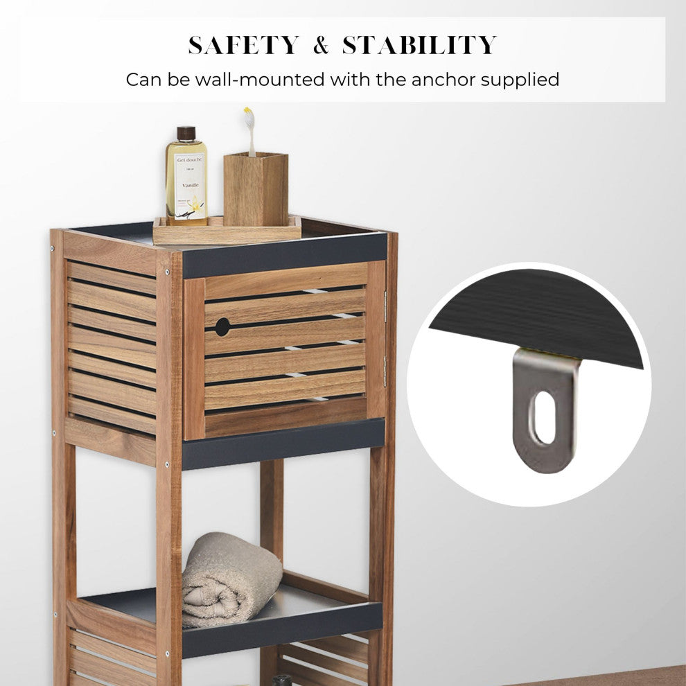 Bathroom Storage Cabinet, Compact Freestanding Linen Cabinet for Small Spaces, Elements