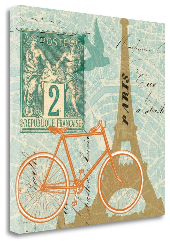 "Postcard From Paris Collage" By Sue Schlabach, Giclee on Gallery Wrap Canvas