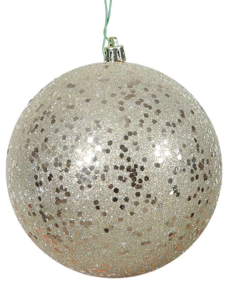 Vickerman N592038Dq 8" Champagne Sequin Ball Ornament