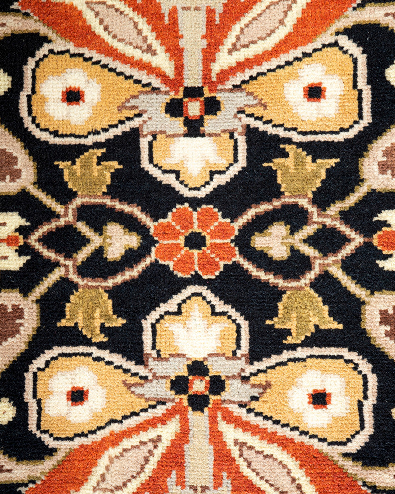 Bhopal, One-of-a-Kind Hand-Knotted Area Rug Black, 9'1"x12'5"