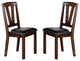 Dining Chairs With Black Faux Leather Seat, Brown(Set of 2)