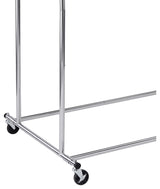 Benzara BM233941 Dual Bar Tubular Metal Frame Garment Rack With Casters, Chrome