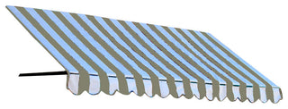 Awntech 3' Dallas Retro Acrylic Fabric Fixed Awning, Linen/White Stripe