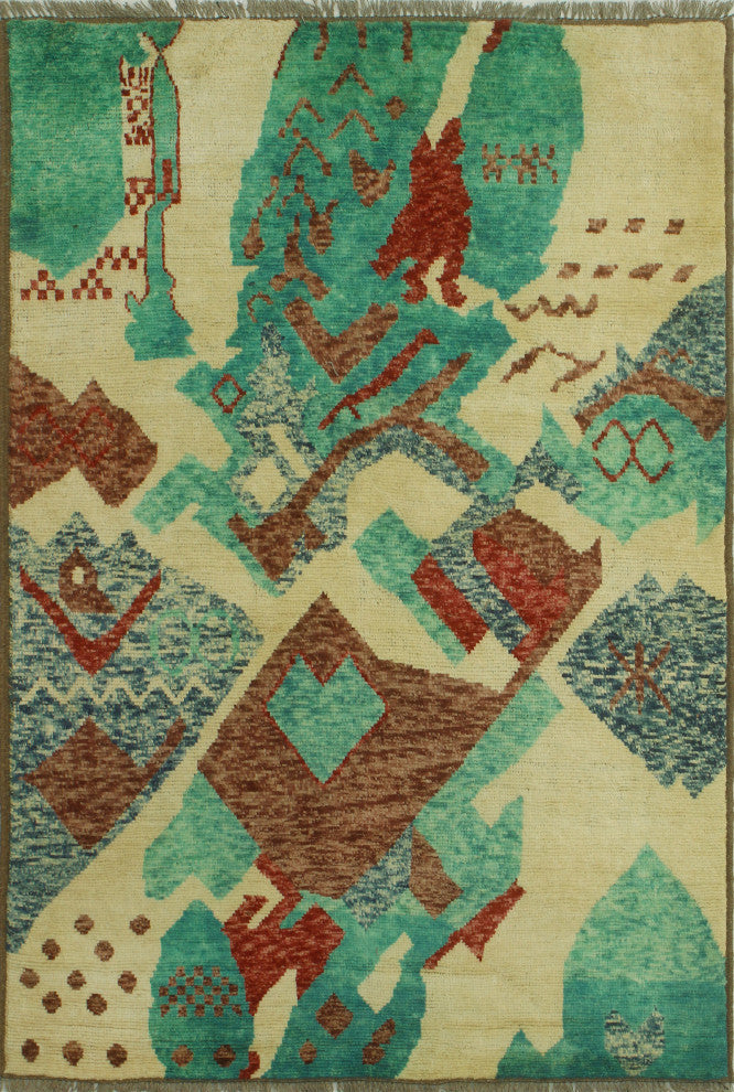 Balochi Imane Ivory/Red Rug, 4'0x5'10