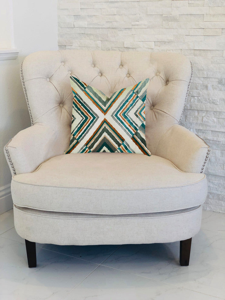 Crescent Peak Multi Green Luxury Throw Pillow, 20"x26" Standard