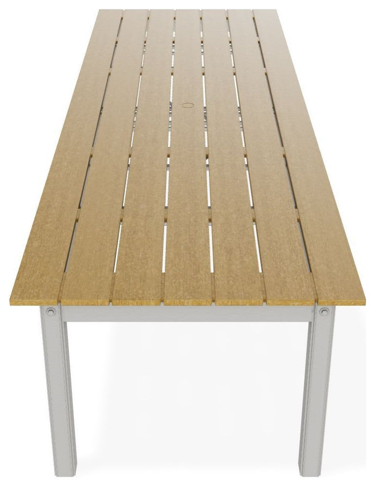 42" x 120" Rustic Extendable Outdoor Dining Table, Snow