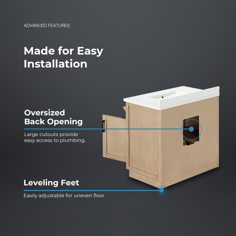 OVE Decors Bailey Vanity, Sahara Birch, 42"