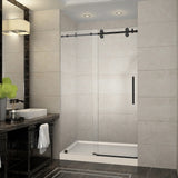 Langham 48"x36"x77.5" Completely Frameless Sliding Shower Door, ORB, Left Base