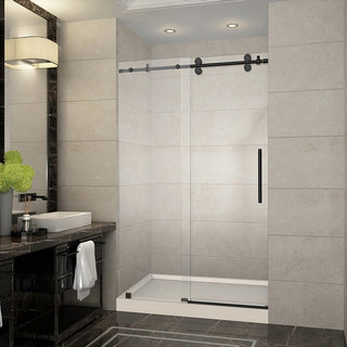 Langham 48"x36"x77.5" Completely Frameless Sliding Shower Door, ORB, Left Base
