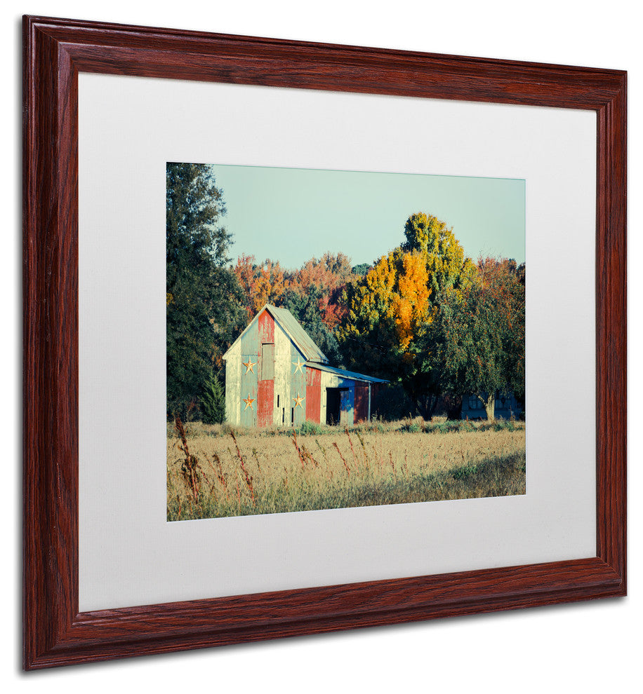PIPA Fine Art 'Patriotic Barn in Field' Matted Framed Art, 20x16