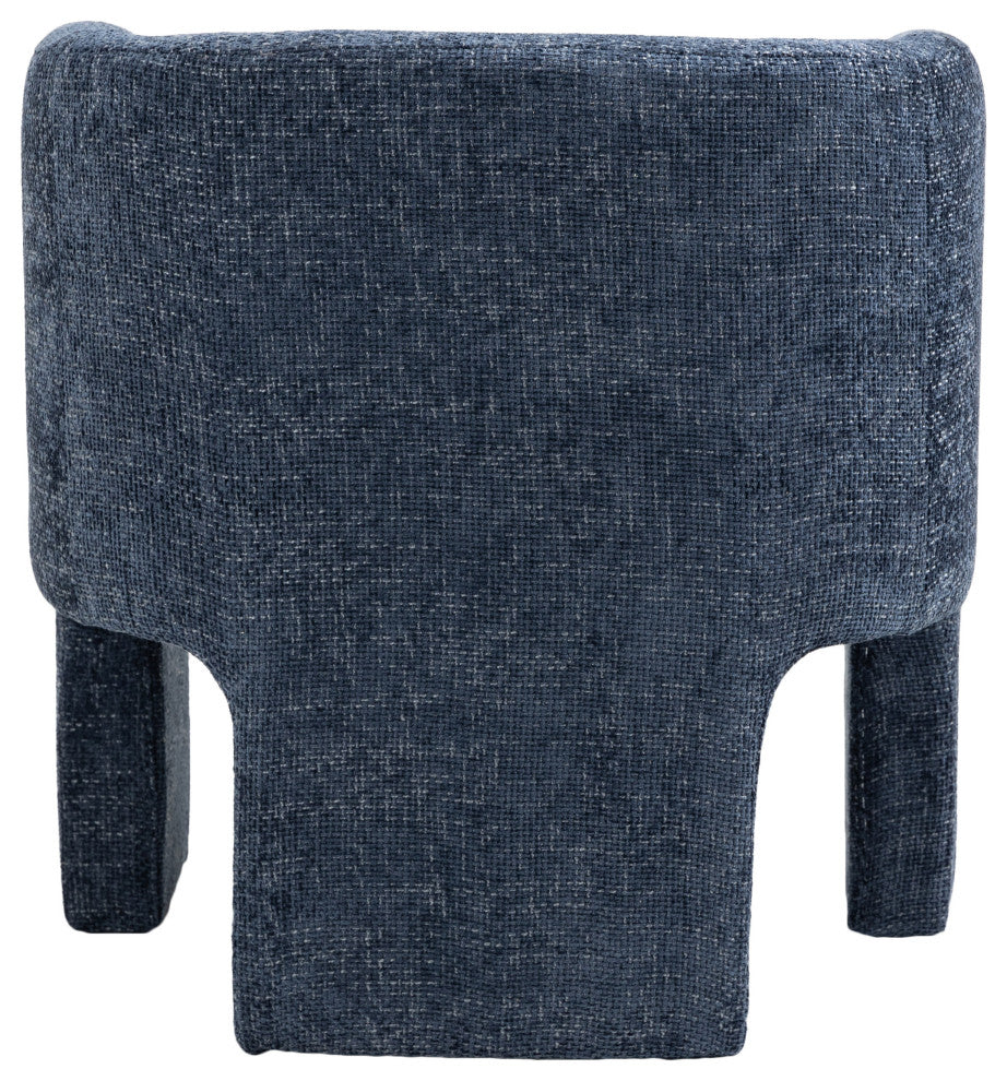 Sawyer Beige Weaved Polyester Fabric Accent Chair, Navy, Chenille Fabric