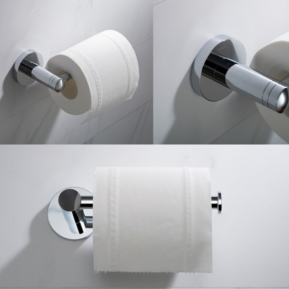 4-in-1 Elie Bath Hardware Set Towel Bar, Ring, Paper Holder, Hook Chrome