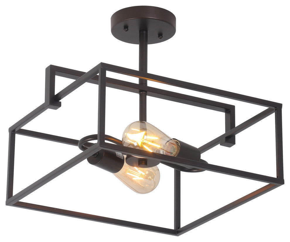 Nolan Farmhouse 2 Light Square Semi-Flush Ceiling Pendant 14"