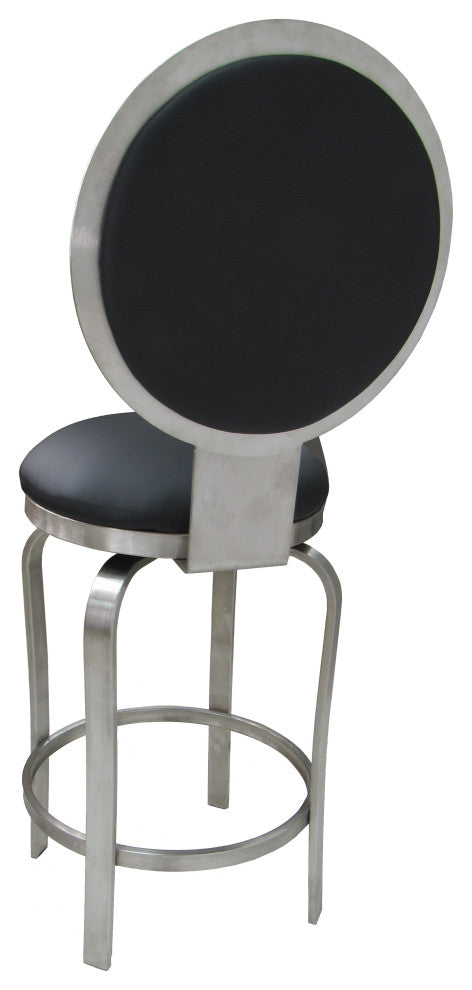 529 Stainless Steel Counter 26" 30" Bar Stool, Black, 26"